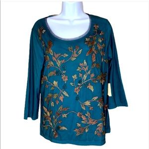 Coldwater Creek metallic embroidered top medium